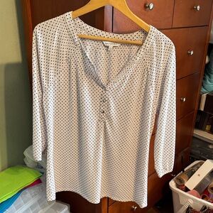 DKNY Black and White Polka Dot Blouse